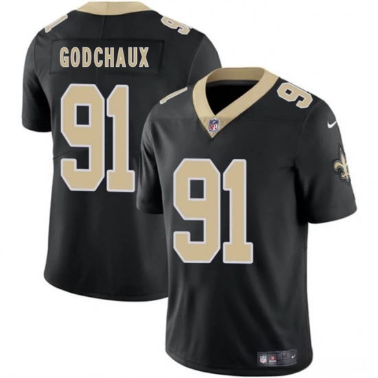 Men's New Orleans Saints #91 Davon Godchaux Black 2025 Vapor Limited Football Stitched Jersey - Ujersey