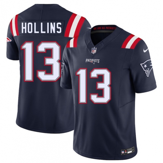 Men's New England Patriots #13 Mack Hollins Navy 2025 F.U.S.E. Vapor Limited Football Stitched Jersey - Ujersey