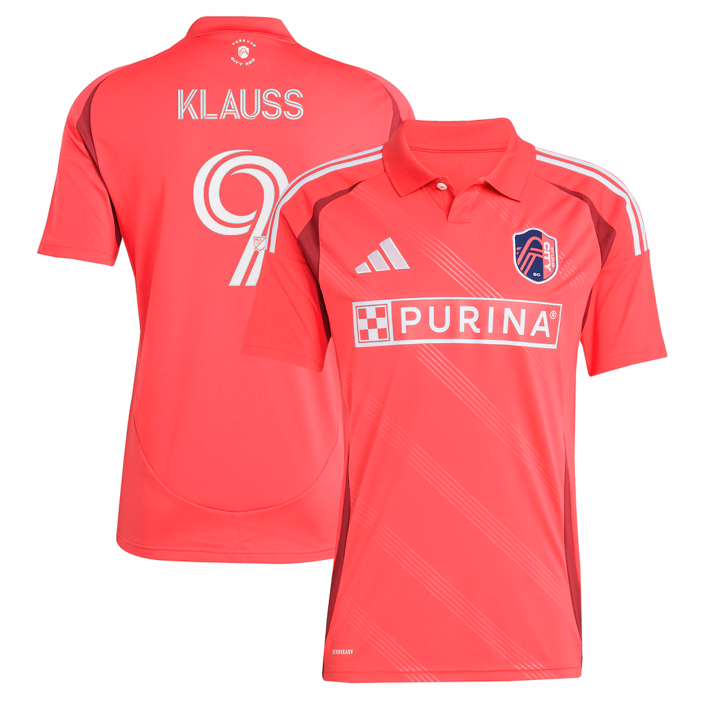 Men's St. Louis City SC João Klauss adidas Red 2025 Forever CITY Red Replica Player Jersey