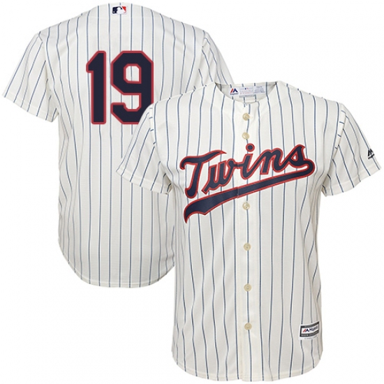 Youth Majestic Minnesota Twins #19 Kennys Vargas Authentic Cream Alternate Cool Base MLB Jersey - Ujersey