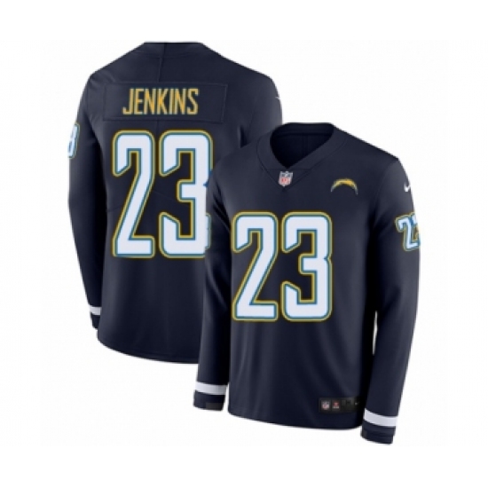 Men's Nike Los Angeles Chargers #23 Rayshawn Jenkins Limited Navy Blue Therma Long Sleeve NFL Jersey - Ujersey