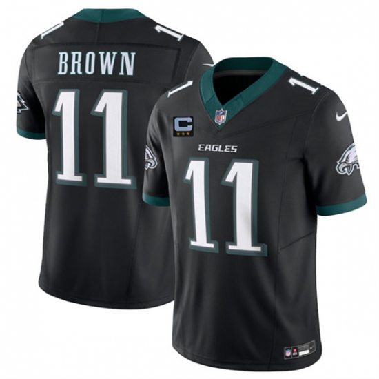 Men's Philadelphia Eagles #11 A.J. Brown Black 2025 F.U.S.E. With 3-Star C Vapor Untouchable Limited Football Stitched Jersey - Ujersey