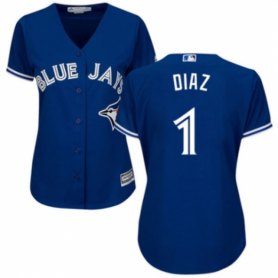 Women's Majestic Toronto Blue Jays #1 Aledmys Diaz Authentic Blue Alternate MLB Jersey - Ujersey