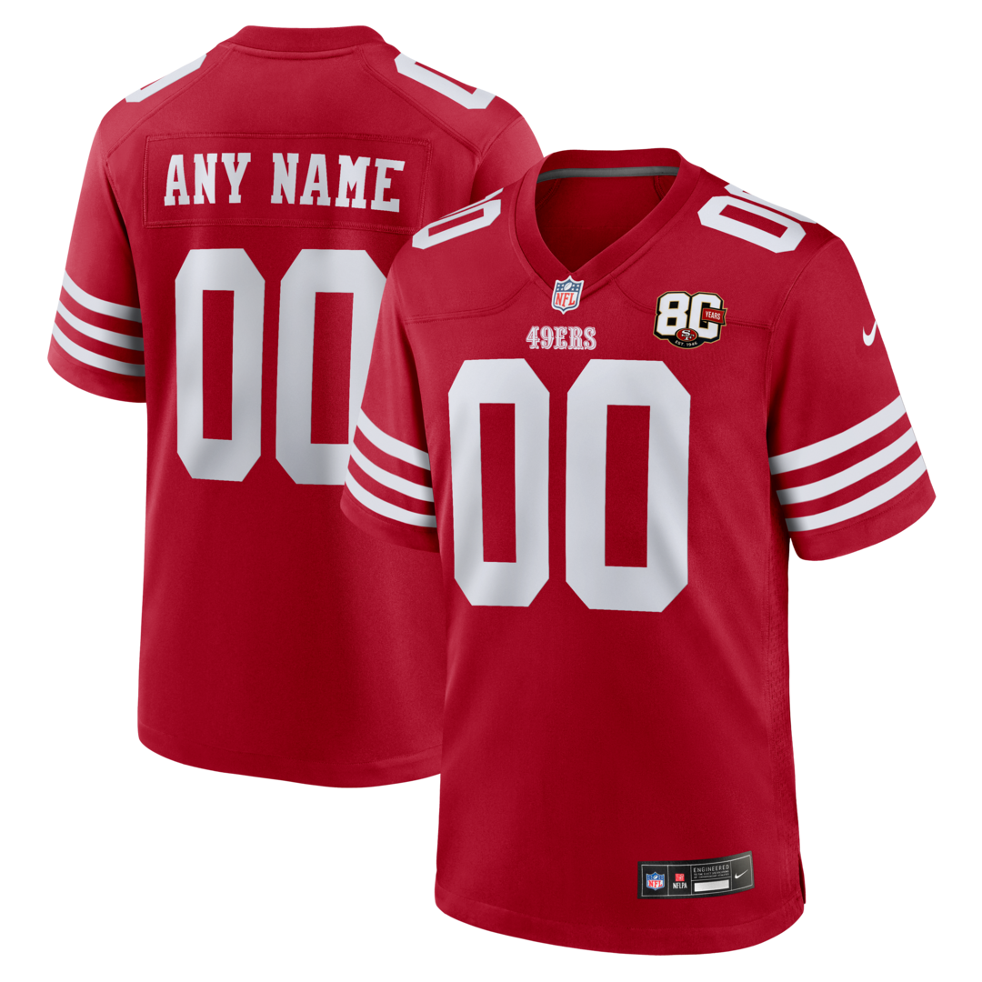 Youth San Francisco 49ers Nike Scarlet 80th Anniversary Custom Game Jersey