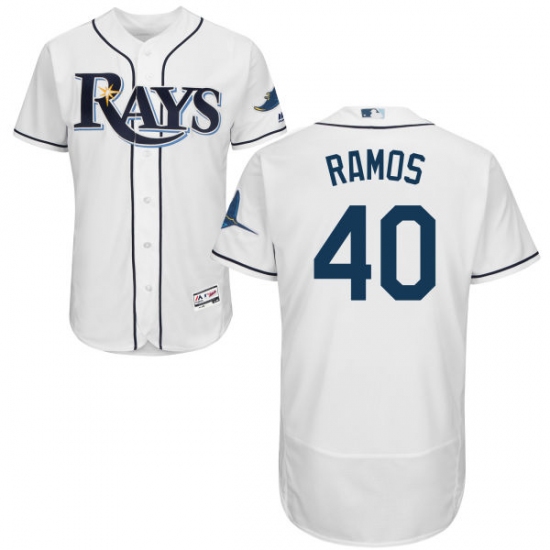 Men's Majestic Tampa Bay Rays #40 Wilson Ramos White Flexbase Authentic Collection MLB Jersey - Ujersey