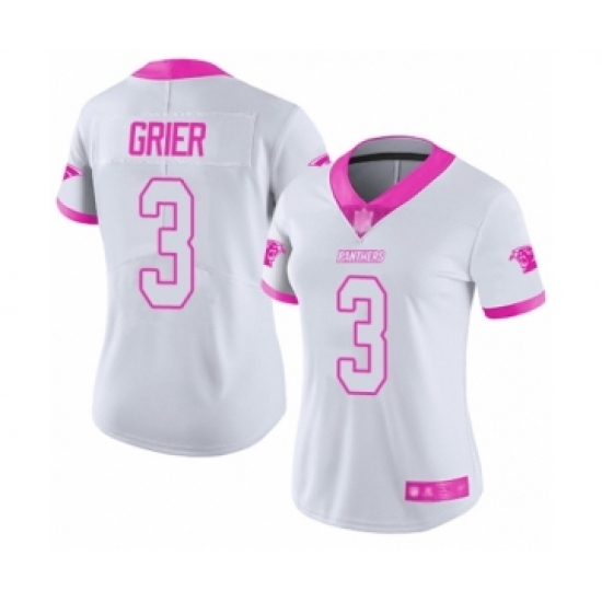 Women's Carolina Panthers #3 Will Grier Limited White Pink Rush Fashion Football Jersey - Ujersey