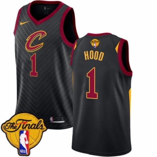 Men's Nike Cleveland Cavaliers #1 Rodney Hood Authentic Black 2018 NBA Finals Bound NBA Jersey Statement Edition - Ujersey