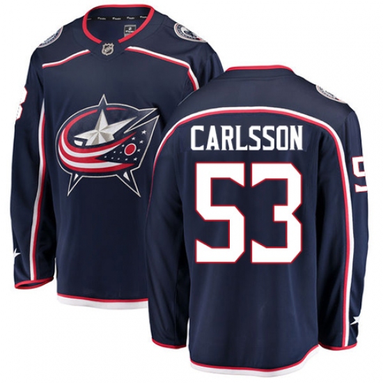 Youth Columbus Blue Jackets #53 Gabriel Carlsson Fanatics Branded Navy Blue Home Breakaway NHL Jersey - Ujersey