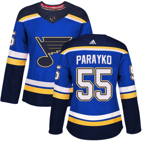 Women's Adidas St. Louis Blues #55 Colton Parayko Premier Royal Blue Home NHL Jersey - Ujersey