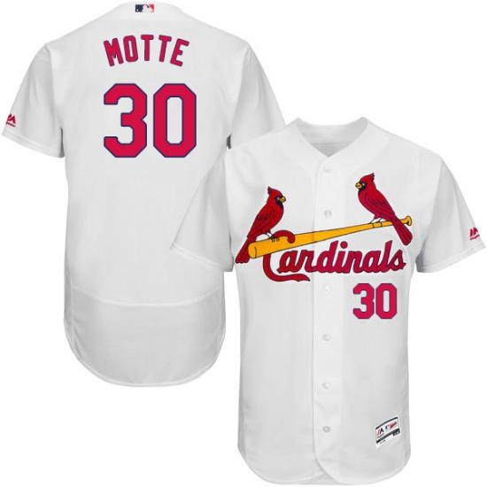 Men's Majestic St. Louis Cardinals #30 Jason Motte White Home Flex Base Authentic Collection MLB Jersey - Ujersey