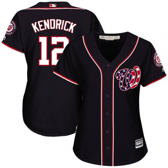 Women's Majestic Washington Nationals #12 Howie Kendrick Authentic Red Alternate 1 Cool Base MLB Jersey - Ujersey