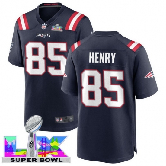 Men's New England Patriots #85 Hunter Henry Blue 2025 2026 Super Bowl LX F U S E Stitched Jersey - ujerseystore
