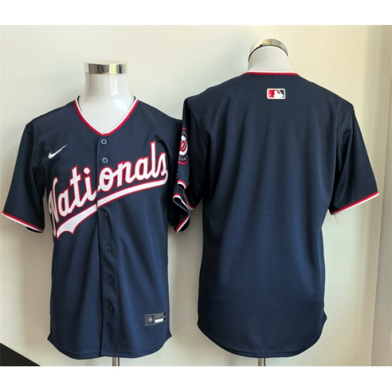 Men's Washington Nationals Blank Navy Stitched Baseball Jersey - Ujersey