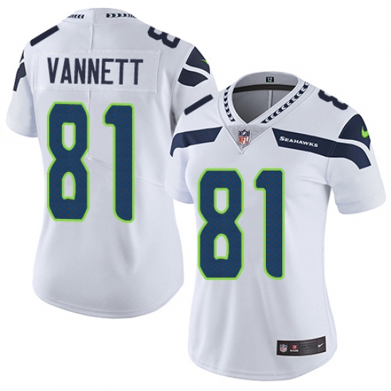 Women's Nike Seattle Seahawks #81 Nick Vannett White Vapor Untouchable Limited Player NFL Jersey - Ujersey