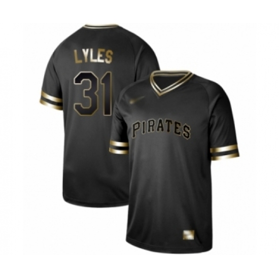 Men's Pittsburgh Pirates #31 Jordan Lyles Authentic Black Gold Fashion Baseball Jersey - Ujersey