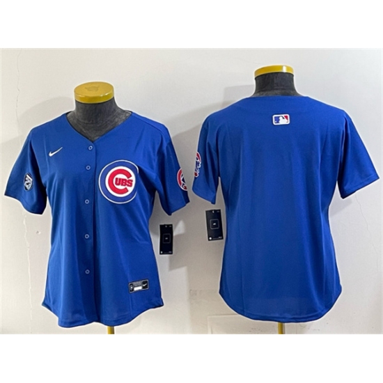 Women's Chicago Cubs Blank Royal 'Ryne Sandberg Tribute' Vapor Limited V2 Stitched Baseball Jersey(Run Small) - Ujersey