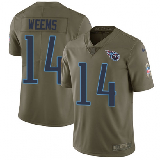Youth Nike Tennessee Titans #14 Eric Weems Limited Olive 2017 Salute to Service NFL Jersey - Ujersey