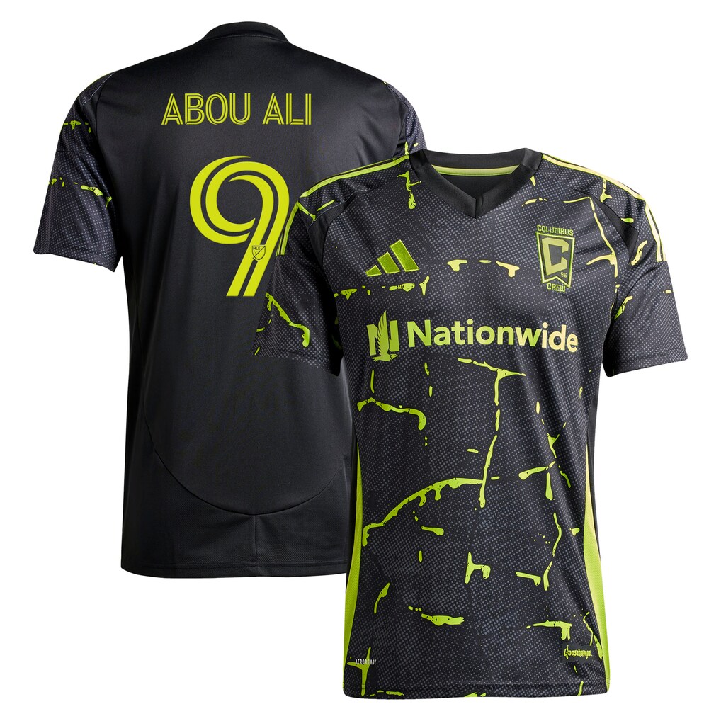 Men's Columbus Crew Wessam Abou Ali adidas Black 2025 The Goosebumps Kit Replica Jersey - Ujersey