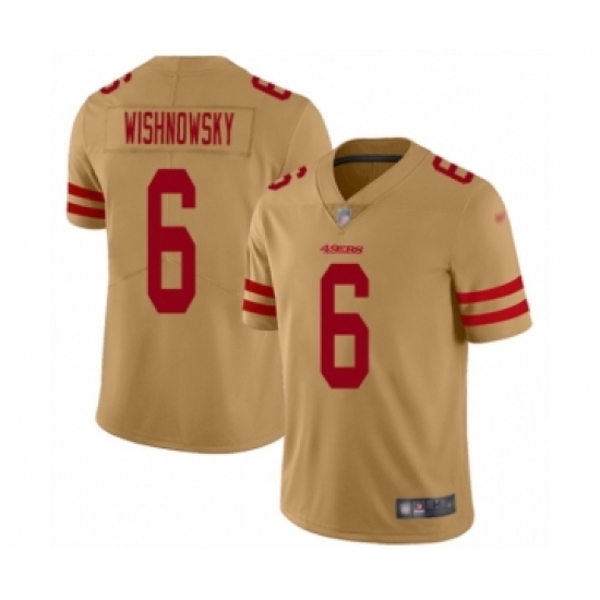 Men's San Francisco 49ers #6 Mitch Wishnowsky Limited Gold Inverted Legend Football Jersey - Ujersey