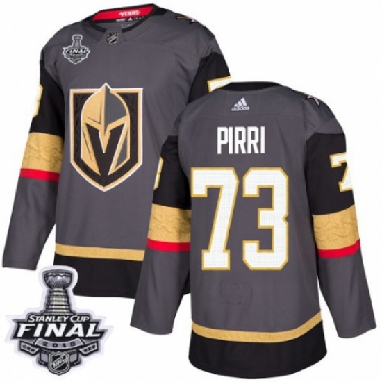 Men's Adidas Vegas Golden Knights #73 Brandon Pirri Authentic Gray Home 2018 Stanley Cup Final NHL Jersey - Ujersey