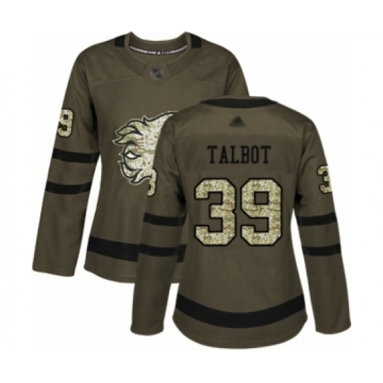 Women's Calgary Flames #39 Cam Talbot Authentic Green Salute to Service Hockey Jersey - Ujersey