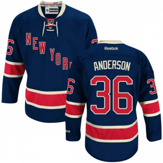 Men's Reebok New York Rangers #36 Glenn Anderson Authentic Navy Blue Third NHL Jersey - Ujersey
