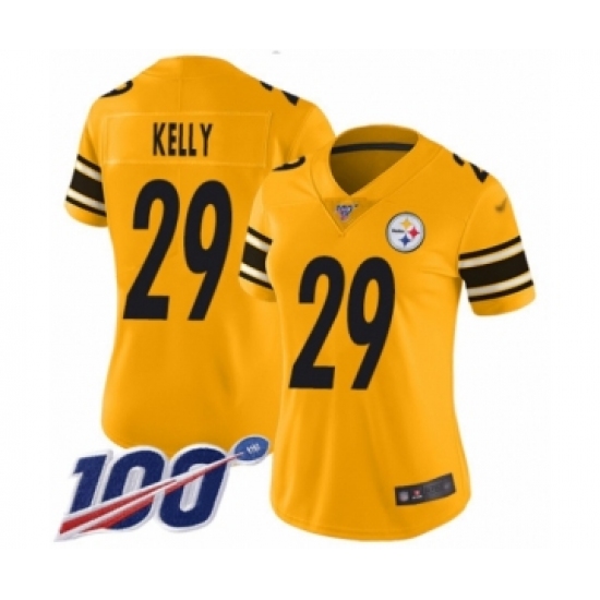 Women's Pittsburgh Steelers #29 Kam Kelly Limited Gold Inverted Legend 100th Season Football Jersey - Ujersey