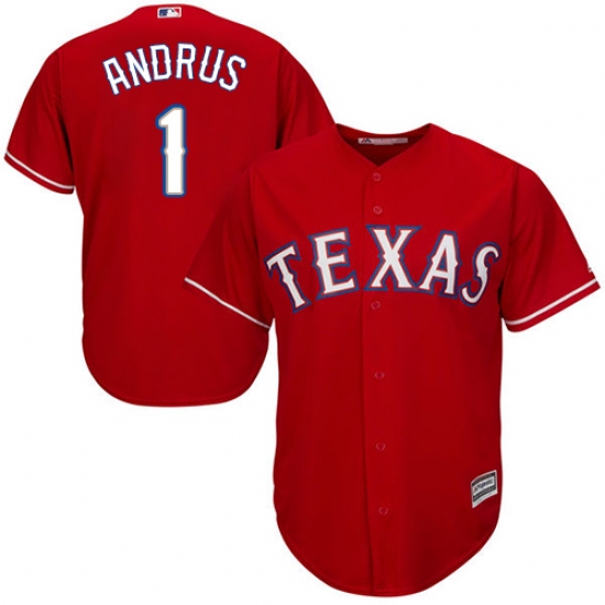 Men's Majestic Texas Rangers #1 Elvis Andrus Replica Red Alternate Cool Base MLB Jersey - Ujersey