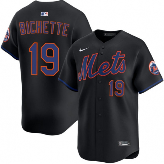 Men's New York Mets #19 Bo Bichette 2026 Black Limited Stitched Baseball Jersey - Ujersey