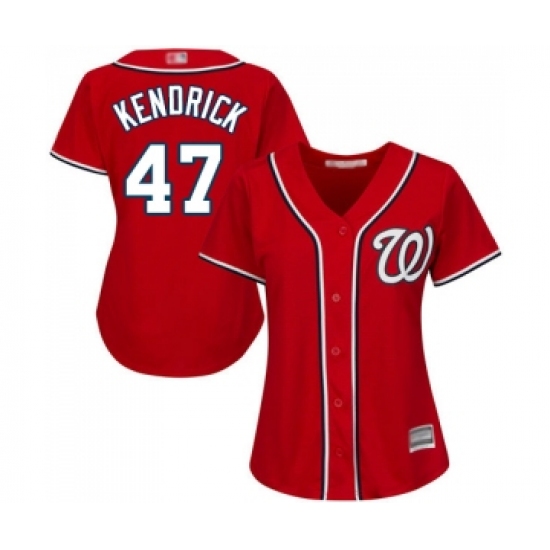 Women's Washington Nationals #47 Howie Kendrick Replica Red Alternate 1 Cool Base Baseball Jersey - Ujersey