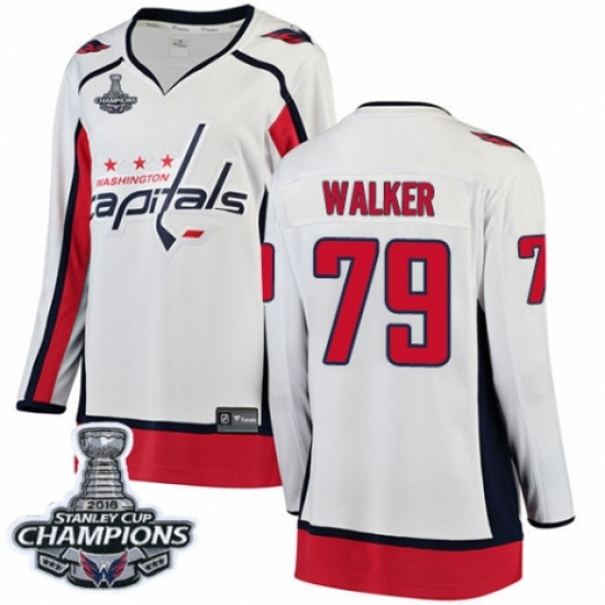 Women's Washington Capitals #79 Nathan Walker Fanatics Branded White Away Breakaway 2018 Stanley Cup Final Champions NHL Jersey - Ujersey