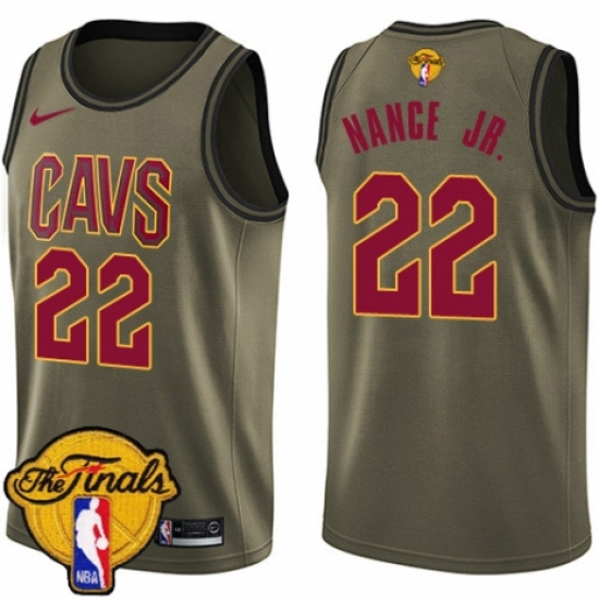 Men's Nike Cleveland Cavaliers #22 Larry Nance Jr. Swingman Green Salute to Service 2018 NBA Finals Bound NBA Jersey - Ujersey