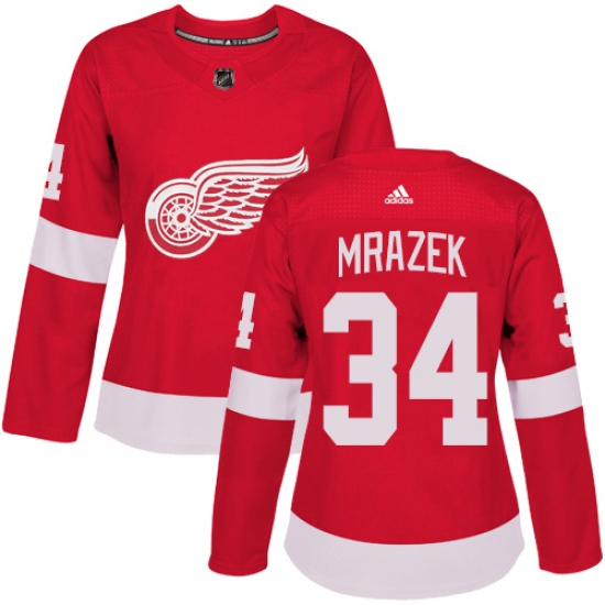 Women's Adidas Detroit Red Wings #34 Petr Mrazek Authentic Red Home NHL Jersey - Ujersey