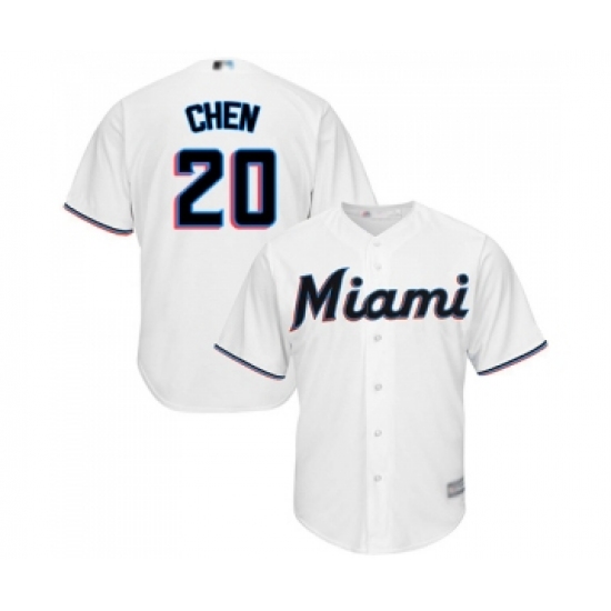 Men's Miami Marlins #20 Wei-Yin Chen Replica White Home Cool Base Baseball Jersey