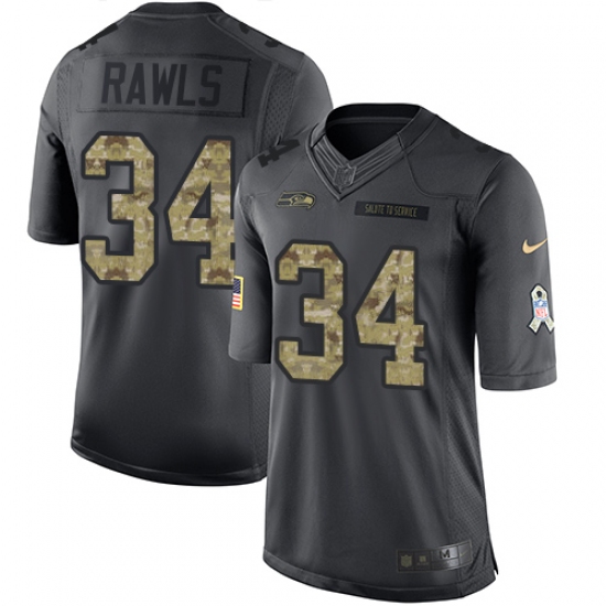 Youth Nike Seattle Seahawks #34 Thomas Rawls Limited Black 2016 Salute to Service NFL Jersey - Ujersey