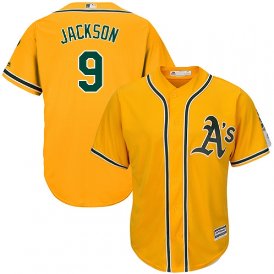 Men's Majestic Oakland Athletics #9 Reggie Jackson Replica Gold Alternate 2 Cool Base MLB Jersey - Ujersey
