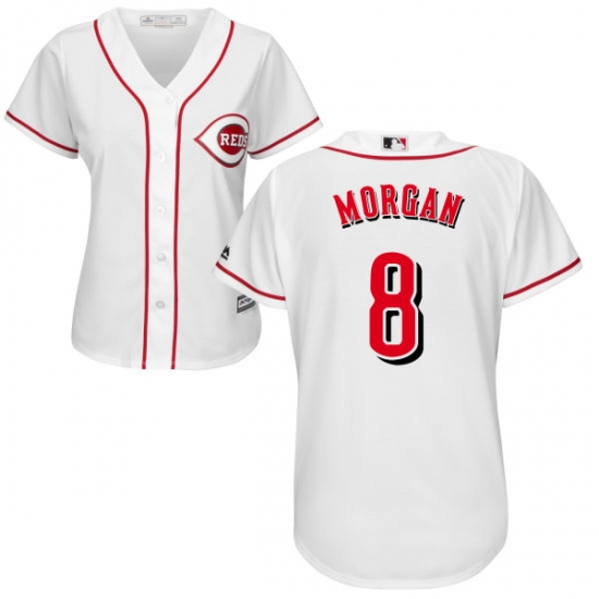 Women's Majestic Cincinnati Reds #8 Joe Morgan Authentic White Home Cool Base MLB Jersey - Ujersey