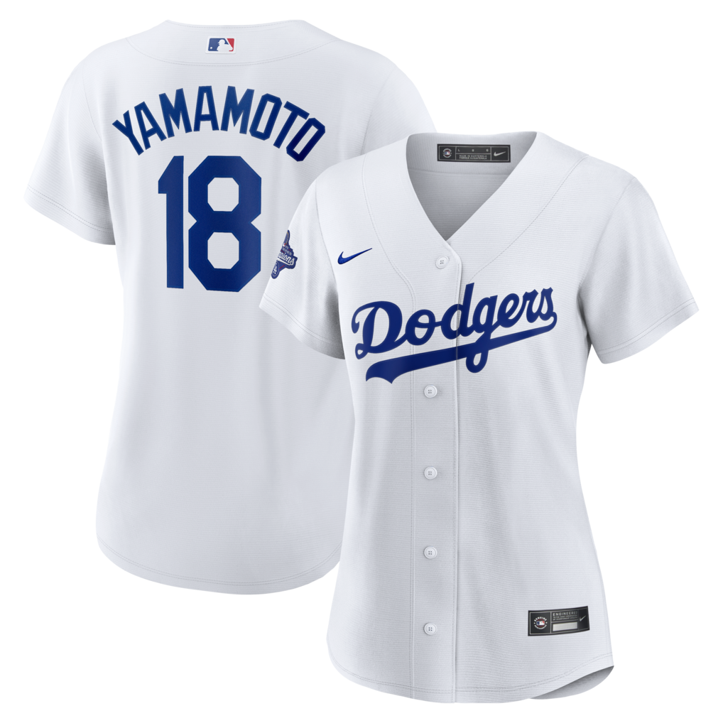 Women's Los Angeles Dodgers Yoshinobu Yamamoto Nike White 2025 World Series Champions Home Replica Jersey - ujerseystore