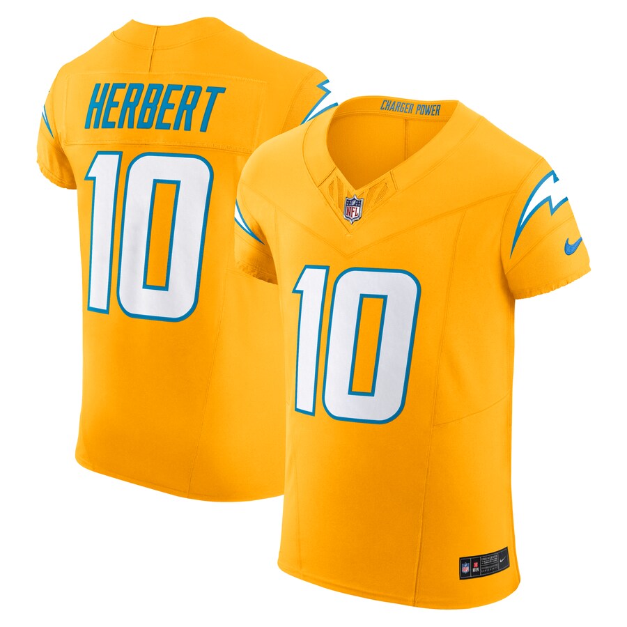 Men's Los Angeles Chargers Justin Herbert Nike Gold Alternate Charger Power Vapor F.U.S.E. Elite Jersey