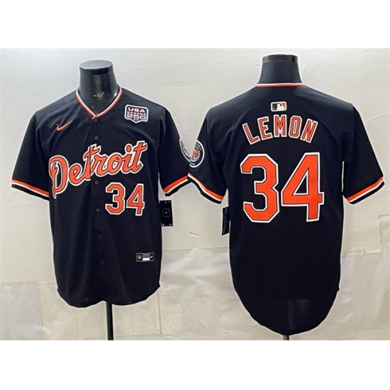 Men's Detroit Tigers #34 Chet Lemon Black 2026 Alternate USA 250 Vapor Premier Limited Stitched Baseball Jersey