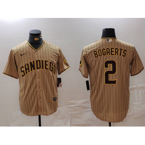 Men's San Diego Padres #2 Xander Bogaerts Khaki Cool Base Stitched Jersey - Ujersey