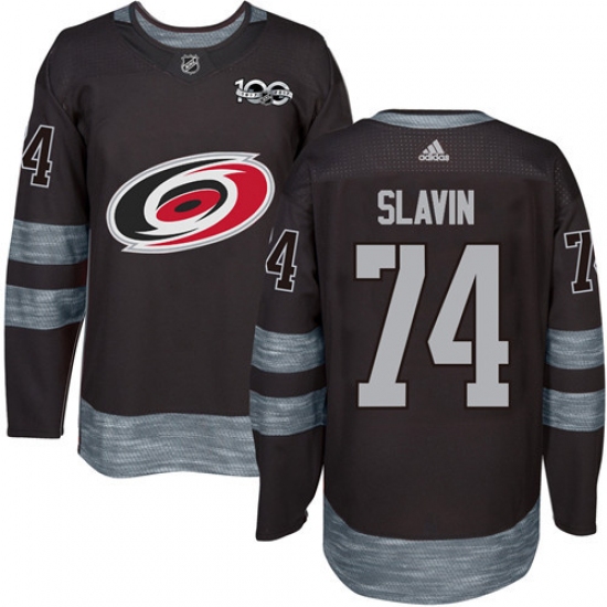 Men's Adidas Carolina Hurricanes #74 Jaccob Slavin Premier Black 1917-2017 100th Anniversary NHL Jersey - Ujersey