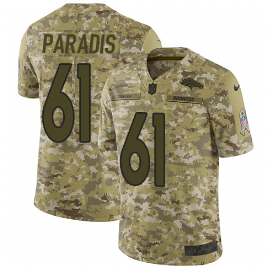 Men's Nike Denver Broncos #61 Matt Paradis Limited Camo 2018 Salute to Service NFL Jersey - Ujersey