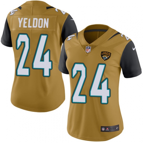 Women's Nike Jacksonville Jaguars #24 T.J. Yeldon Limited Gold Rush Vapor Untouchable NFL Jersey - Ujersey