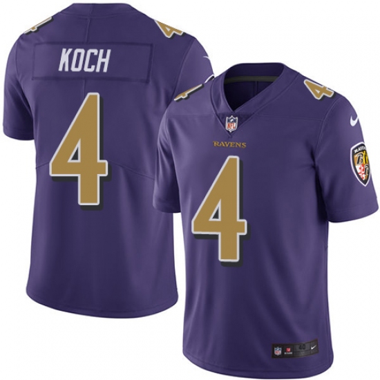 Men's Nike Baltimore Ravens #4 Sam Koch Elite Purple Rush Vapor Untouchable NFL Jersey - Ujersey