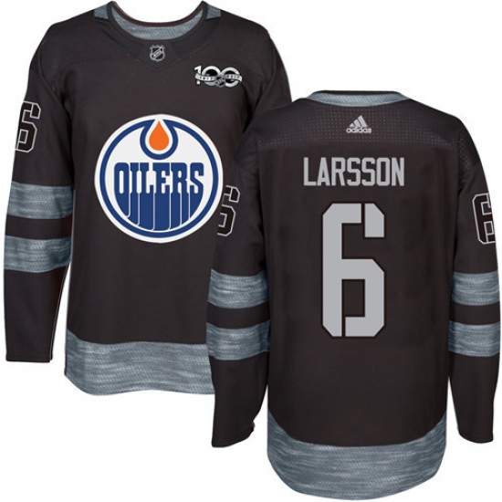 Men's Adidas Edmonton Oilers #6 Adam Larsson Authentic Black 1917-2017 100th Anniversary NHL Jersey - Ujersey