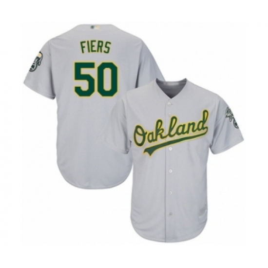 Youth Oakland Athletics #50 Mike Fiers Authentic Grey Road Cool Base Baseball Player Jersey - Ujersey