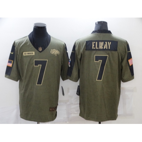 Men's Denver Broncos #7 John Elway Nike Olive 2021 Salute To Service Limited Player Jersey - Ujersey