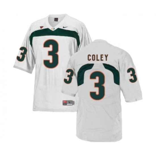 Miami Hurricanes 3 Stacy Coley White College Football Jersey - Ujersey
