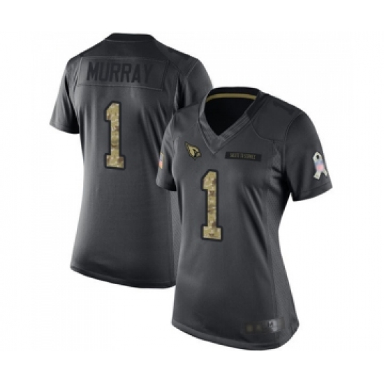 Women's Arizona Cardinals #1 Kyler Murray Limited Black 2016 Salute to Service Football Jersey - Ujersey